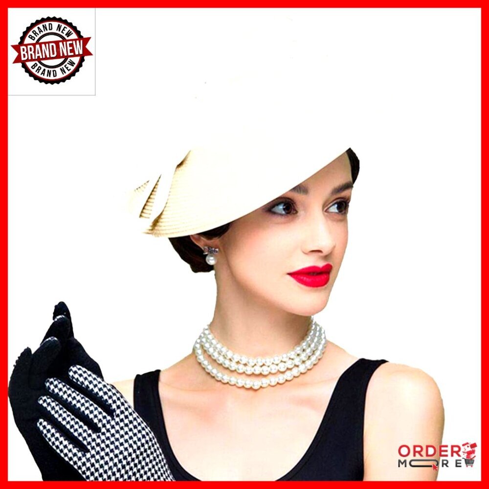 Straw Fedora Wide Brim Hat Fascinator Headband Convertible Church Derby
